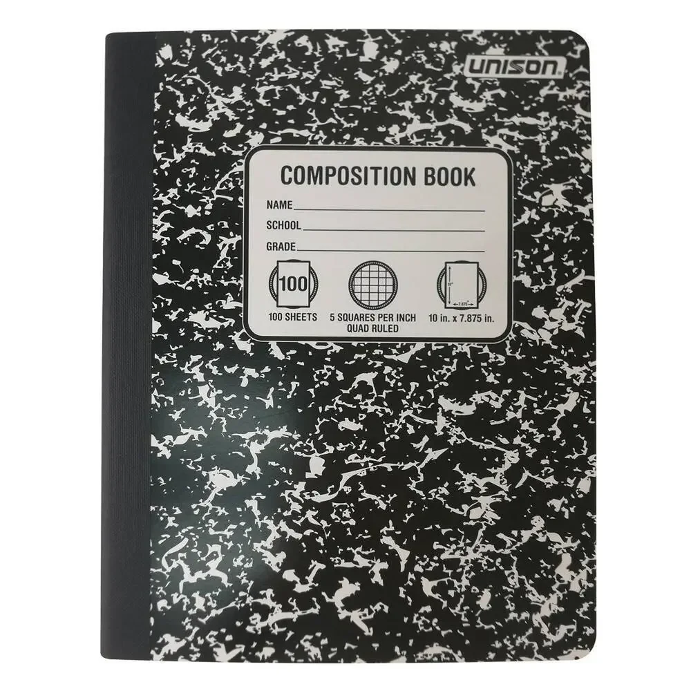Graph Ruled Solid Composition Notebook Black - Unison